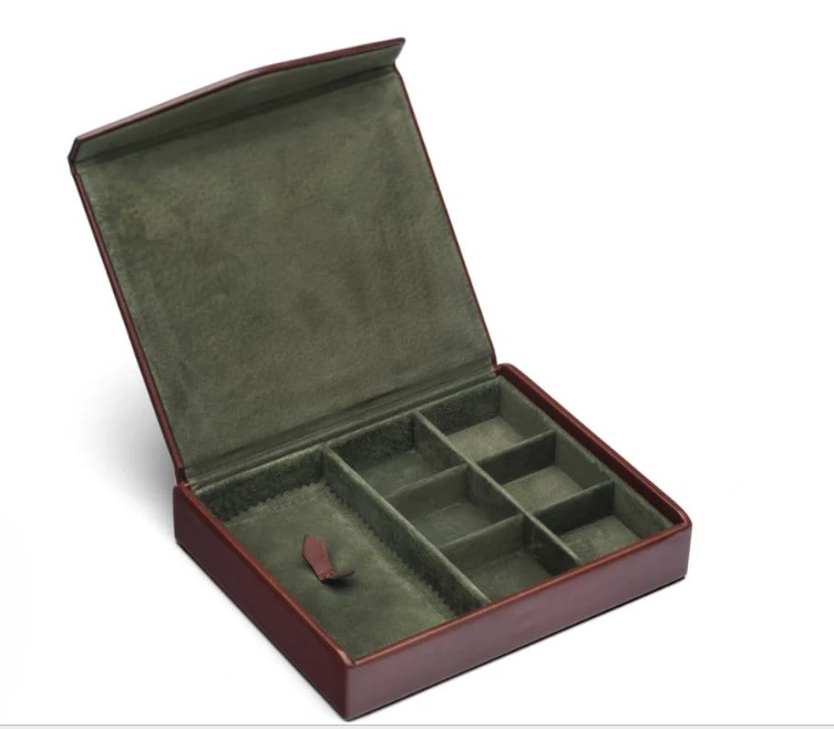 Designer Leather Jewelry Box - Compact with custom interior